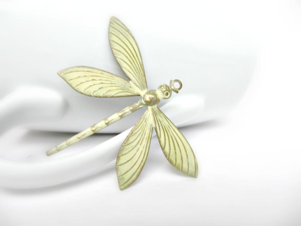 Patina Dragonfly Pendant, Dragonfly Charm, Hand Patina Pendant