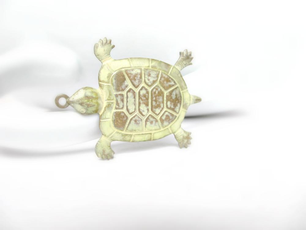 Brass Turtle, Turtle Charm, Turtle Pendant, Patina Turtle